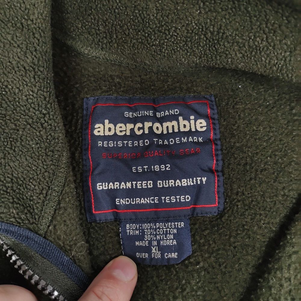 Vtg Abercrombie & Fitch Fleece Vest Mens XL Olive Green Full Zip Spellout - Picture 11 of 16